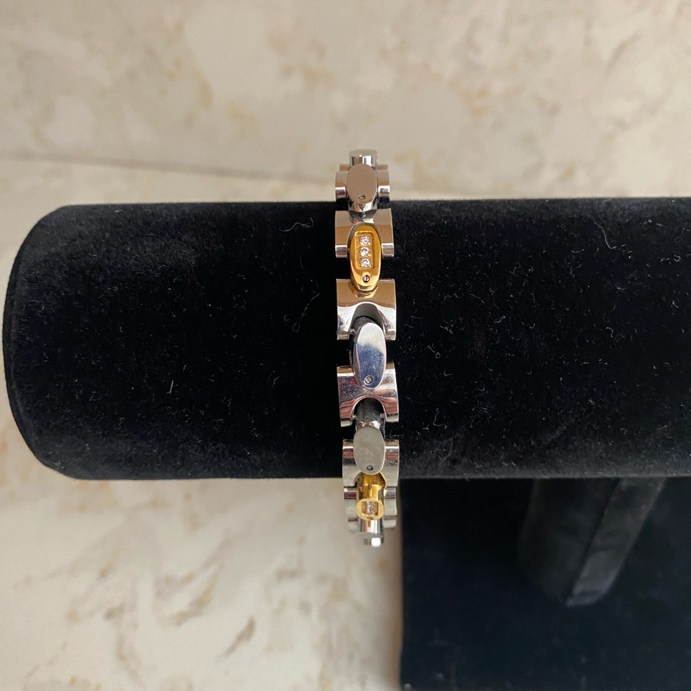 Men's Stainless Steel Two Tone Riveted Bracelet